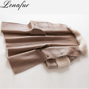 Lungo inverno Più Caldo Tuscana Collare di Lana In Pelle di Pecora Pelliccia <span class=keywords><strong>Shearling</strong></span> <span class=keywords><strong>Cappotto</strong></span>, Pelliccia di Agnello <span class=keywords><strong>Cappotto</strong></span> di Pelle Per Le Donne - Product Image 2