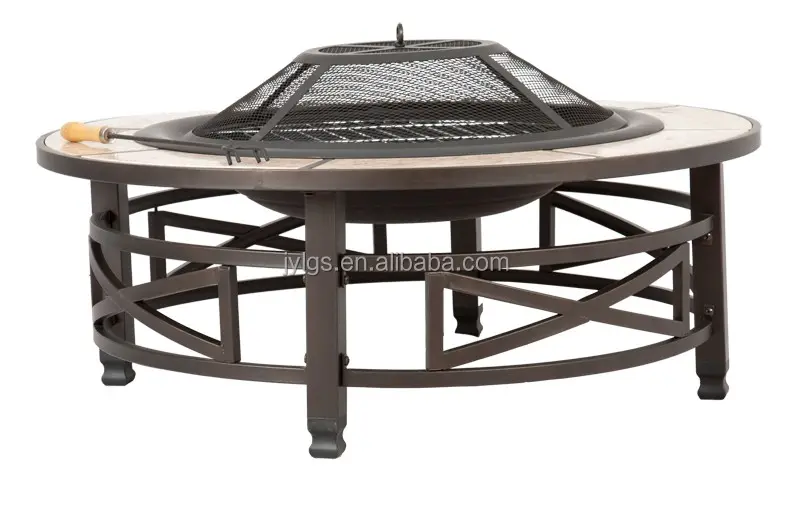 Grill rond d'extérieur, pouces, pour jardin, BBQ, foyer