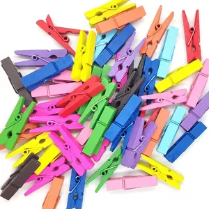 25mm Mini Printed Clips Wood Decorations Wooden Pegs for Clothes Bags Logo DIY