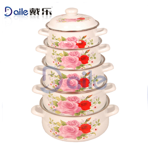 Nuovo Design 5 pz decalcomanie per fiori con fondo nero <span class=keywords><strong>Set</strong></span> di casseruole per pentole - Product Image 3