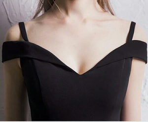 <span class=keywords><strong>Robe</strong></span> de soirée <span class=keywords><strong>noire</strong></span> sexy à col en V, style MANNI, pour femmes - Product Image 6