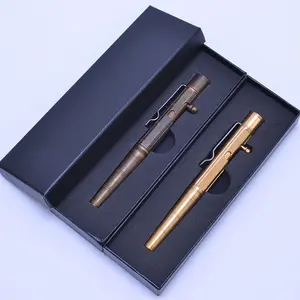 Di alta qualità di bambù di qualità in ottone puro del raccoglitore di materiale bolt action <span class=keywords><strong>penna</strong></span> auto all'aperto proteggere regali di sopravvivenza tactical <span class=keywords><strong>penna</strong></span> a sfera - Product Image 1