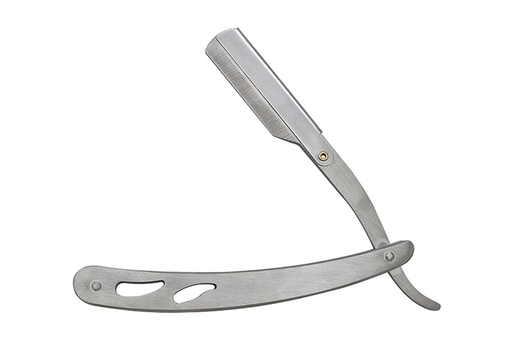 Rasoio dritto da barba in argento