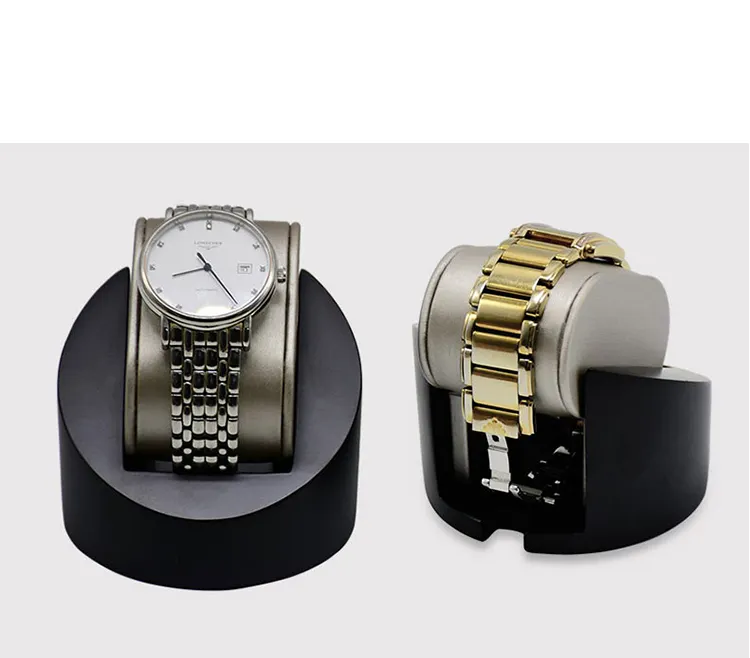 Jinsky In stock PU Jewelry Display Rack Metal Stand Holder High Quality Matte Lacquered Wooden Watch Holder