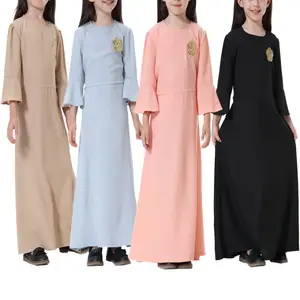 ชุดเดรสยาว Abaya มุสลิมสำหรับเด็กผู้หญิง,ชุดเดรสอิสลาม4สียาว90-160ซม. สำหรับฤดูใบไม้ผลิ ETH615