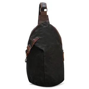 Borse da uomo resistenti all'acqua OEM borse a <span class=keywords><strong>tracolla</strong></span> per ragazzi 16 OZ borse a <span class=keywords><strong>tracolla</strong></span> in tela nera per uomo borsa a <span class=keywords><strong>tracolla</strong></span> Vintage Messenger - Product Image 1