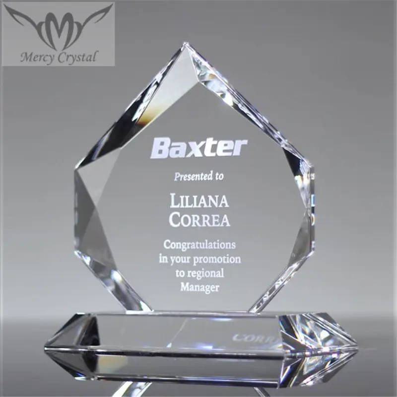 Etched Crystal Prestige Diamond Award Trophy for Manager Office Decoration