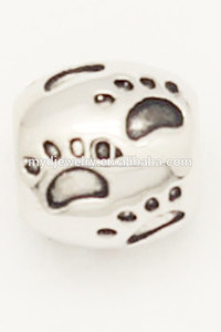 Rodio de la aleación de cubo de la pata del perro impresión charms pulsera de la joyería - Product Image 6
