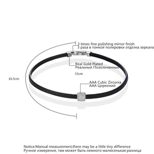 LUOTEEMI Geometrica Zircon di Fascino Con Nero Treccia di Cuoio Handmade Chocker Colar <span class=keywords><strong>Collana</strong></span> Per Le Donne - Product Image 2