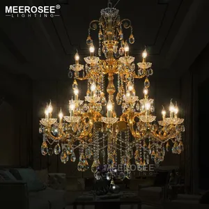 Large Chandelier Crystal Pendant Lighting With 24 Metal Arms 2 Tiers Hanging Lamp For Hotel Loft MD8504-L24
