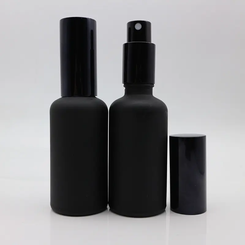 Luxury 5 10 15 20 30 50 100ml matte black cosmetic serum spray bottle with pump sprayer