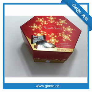 China proveedor forma hexagonal logo <span class=keywords><strong>oro</strong></span> sellado cajas de chocolate de papel - Product Image 1