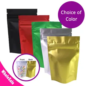 Multi Size Colorful Glossy Mylar Thick Manufacturer Aluminum Foil coffee tea food Zip lock Plastic Pouch Customized Own LOGO