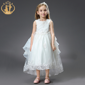 Vestido de fiesta de princesa bella de diseño clásico europeo para niños, traje de baile de encaje marfil, para Noche de cumpleaños - Product Image 3