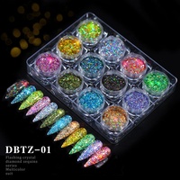 Ladkeri — petits confettis holographiques à Paillettes, Laser, 12 couleurs, ensemble poussière et poudre pour décoration, Nail Art