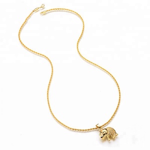 Fashion Jewelry New 18K Gold Plated Twisted Singapore Chain <strong>Necklace</strong> with Zircon <strong>Elephant</strong> Pendant for Men Punk Style Anniversary - Product Image 5