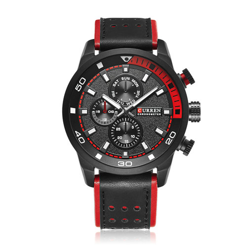 3 Black Case Red Dial