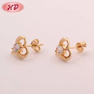 European style fashion changeable 18K gold plated cubic zirconia CZ earrings stud for Women