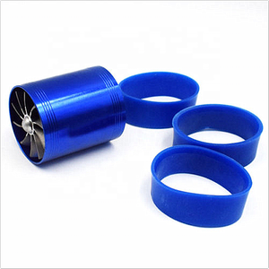 Nouveau JBR Double Turbine Blue Air Intake <span class=keywords><strong>Turbo</strong></span> Économiseur de Carburant Ventilateur Superchargeur 72mm Adaptation Universelle 3 Supports en Caoutchouc - Product Image 1