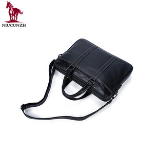Logotipo personalizado aceptado elegante <span class=keywords><strong>mango</strong></span> cómodo anillo de Metal portátil bolso de los hombres maletín de cuero negro - Product Image 3