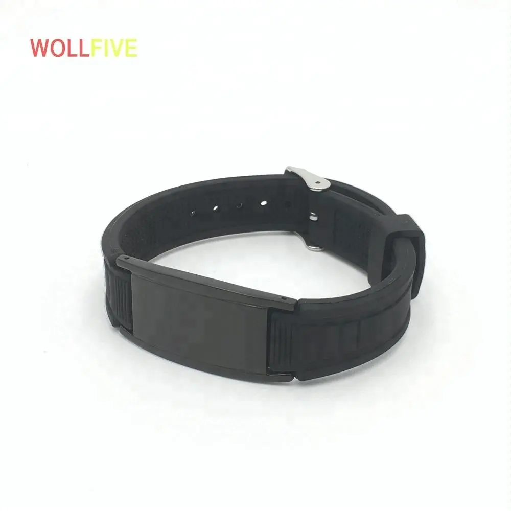 Pulsera magnética de silicona negra para hombre, pulsera de iones negativos