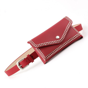 Unionpromo-<span class=keywords><strong>riñonera</strong></span> de <span class=keywords><strong>cuero</strong></span> Pu con remaches para mujer, bolso de cintura con remaches - Product Image 5
