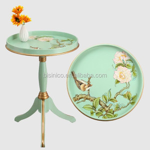 Elegant Antique American Style Solid Wood Glass Top Hand Painted <strong>Small</strong> <strong>Coffee</strong> <strong>Table</strong> for Living Room BF05- FH0202 - Product Image 5