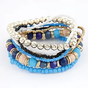 7 Pcs/Set Four Seasons Bohemian Multi-layer Beaded Jewelry and Women Elastic Bracelet New