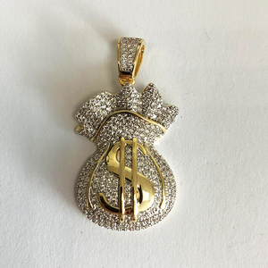 Colgante de Bolsa de Dinero Chapado <span class=keywords><strong>en</strong></span> Oro Saudí de 18K con Micro Pavé de Circonitas Cúbicas para Hombre - Product Image 3