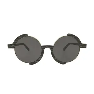 خمر 60s 70s الحرب العالمية نظارات شمسية مستديرة هدية صغيرة غير النظامية نظارة شمس خشبية