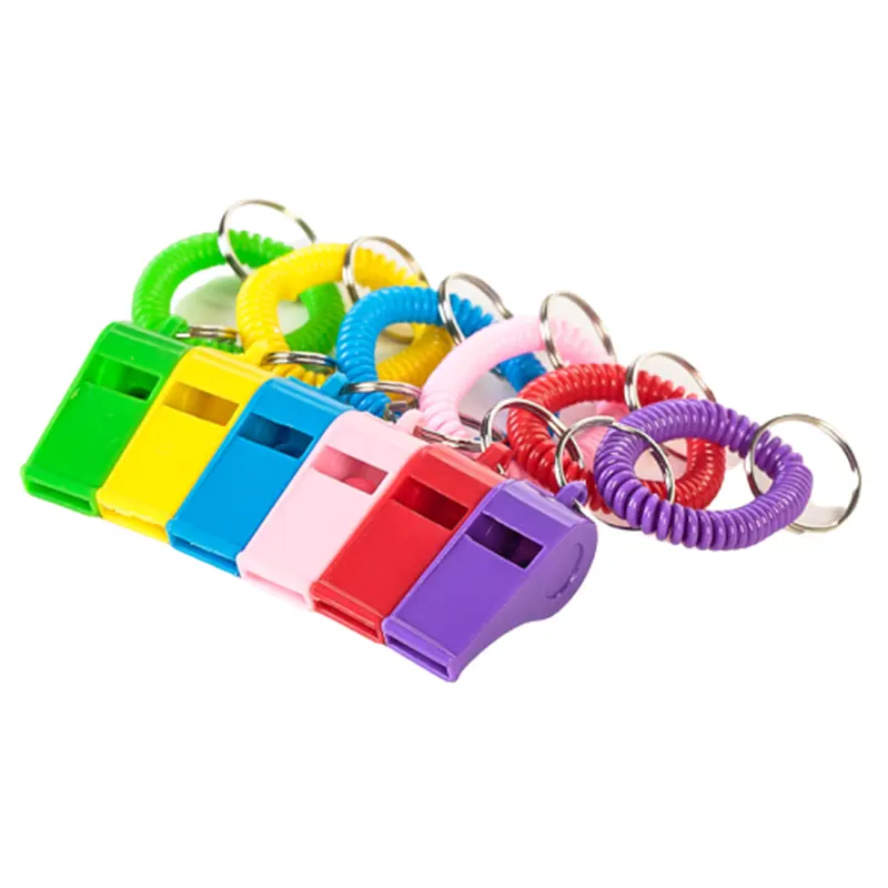 Custom Logo cheer Plastic whistle with stretchy wristbands