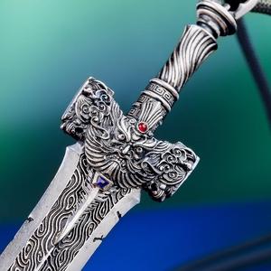 KRKC & CO colgante Medieval espada rota de oro blanco de Hip Hop - Product Image 5