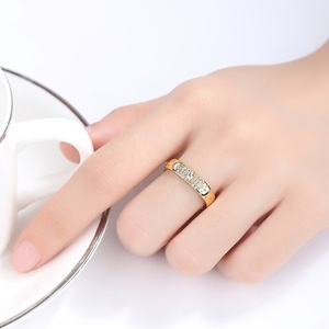 CZCITY Gold Plated Jewelry 18K Filled <strong>Chunky</strong> Geometric Wedding Woman S925 Sterling <strong>Silver</strong> Cz Band <strong>Ring</strong> - Product Image 3