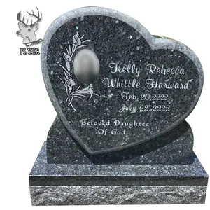 Cemetery Stone Headstone Laser Engraved Black Granite Headstone For Memorials