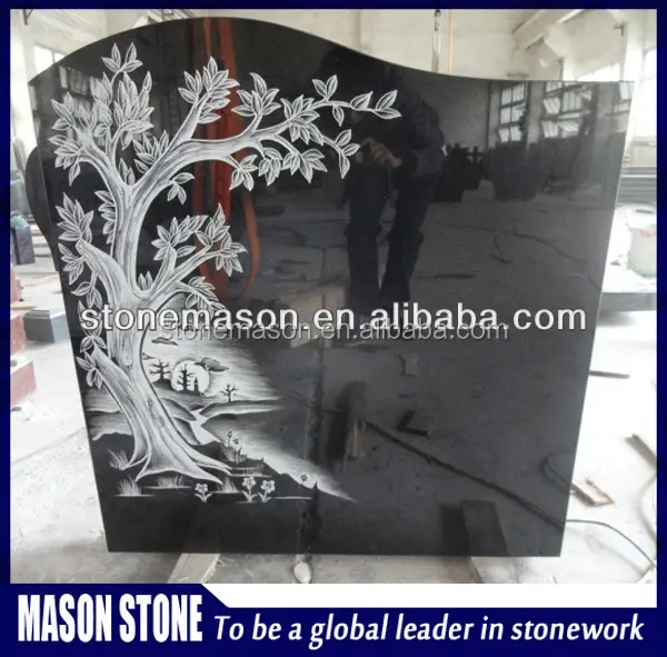 Incisione albero placche con shanxi black granite monumento lapide