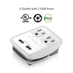 Bande de puissance universelle du 2-outlet et double <span class=keywords><strong>usb</strong></span> <span class=keywords><strong>port</strong></span> prise murale multiple - Product Image 2