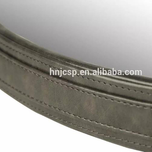 Decorative Round Dark <strong>Grey</strong> Hanging Beauty Leather Wall <strong>Mirror</strong> with Strap - Product Image 5