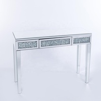 SWT — table console miroir en diamant écrasé, 2 tiroirs, pour le salon