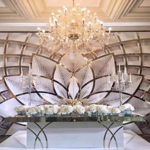 High Quality Golden PVC Acrylic Mirror Latest Indian <strong>Flower</strong> <strong>Display</strong> for Weddings and Parties Elegant Dining Table - Product Image 6