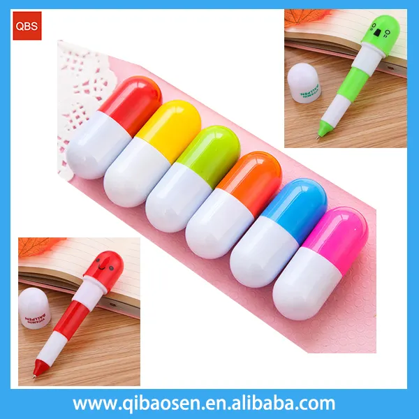 Welcome! Customized logo Cute mini smiling face vitamin capsule ballpen/ ballpoint ,pill ball point novelty pens
