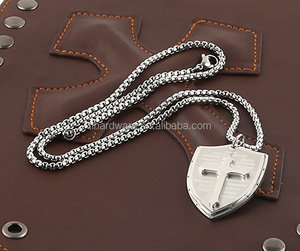Collier pendentif en acier inoxydable avec croix de foi, armure de protection de Dieu, Éphésiens 6:16-17 - Product Image 3