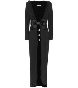 Robe de soiré<span class=keywords><strong>e</strong></span> noire longue, décolleté plongeant en V, nœud fendu, belle tenue - Product Image 2