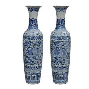 Europäische Dekoration riesiger Boden blaue und weiße Porzellan vase