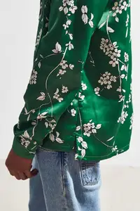 Thick silk satin floral printed button down shirt OG style sublimation long sleeve men's shirt custom
