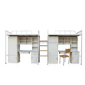Wholesale School Furniture Dormitory Metal <strong>Bed</strong> Loft <strong>Bed</strong> <strong>With</strong> <strong>Desk</strong> <strong>and</strong> Wardrobe Loft <strong>Bed</strong> - Product Image 5