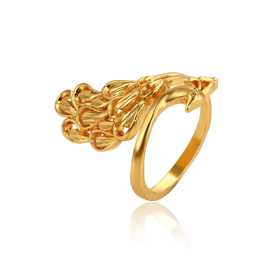 15531Xuping imitation jewellery 24k gold unique peacock pattern delicate women finger ring