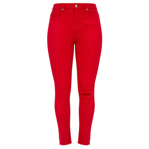 China Factory OEM Hot Selling <strong>Women</strong> <strong>Red</strong> Ripped Knee Denim <strong>Jean</strong> - Product Image 5