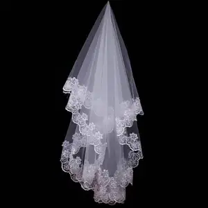 Hot Wedding Accessories Short Wedding Veil White Ivory One Layer Bridal Veil Appliques Lace Edge Cheap Wedding Accessories