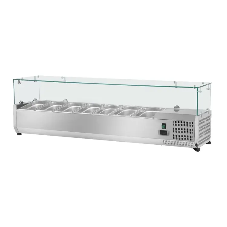 Commerciële Aanrecht Salade Display Koelkast Met Glas Cover