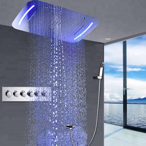 Ensemble de <span class=keywords><strong>douche</strong></span> pluie encastré thermostatique à haut débit multifonction avec robinets de <span class=keywords><strong>douche</strong></span> LED, jet de brume, cascade et massage <span class=keywords><strong>pour</strong></span> salle de bain - Product Image 2
